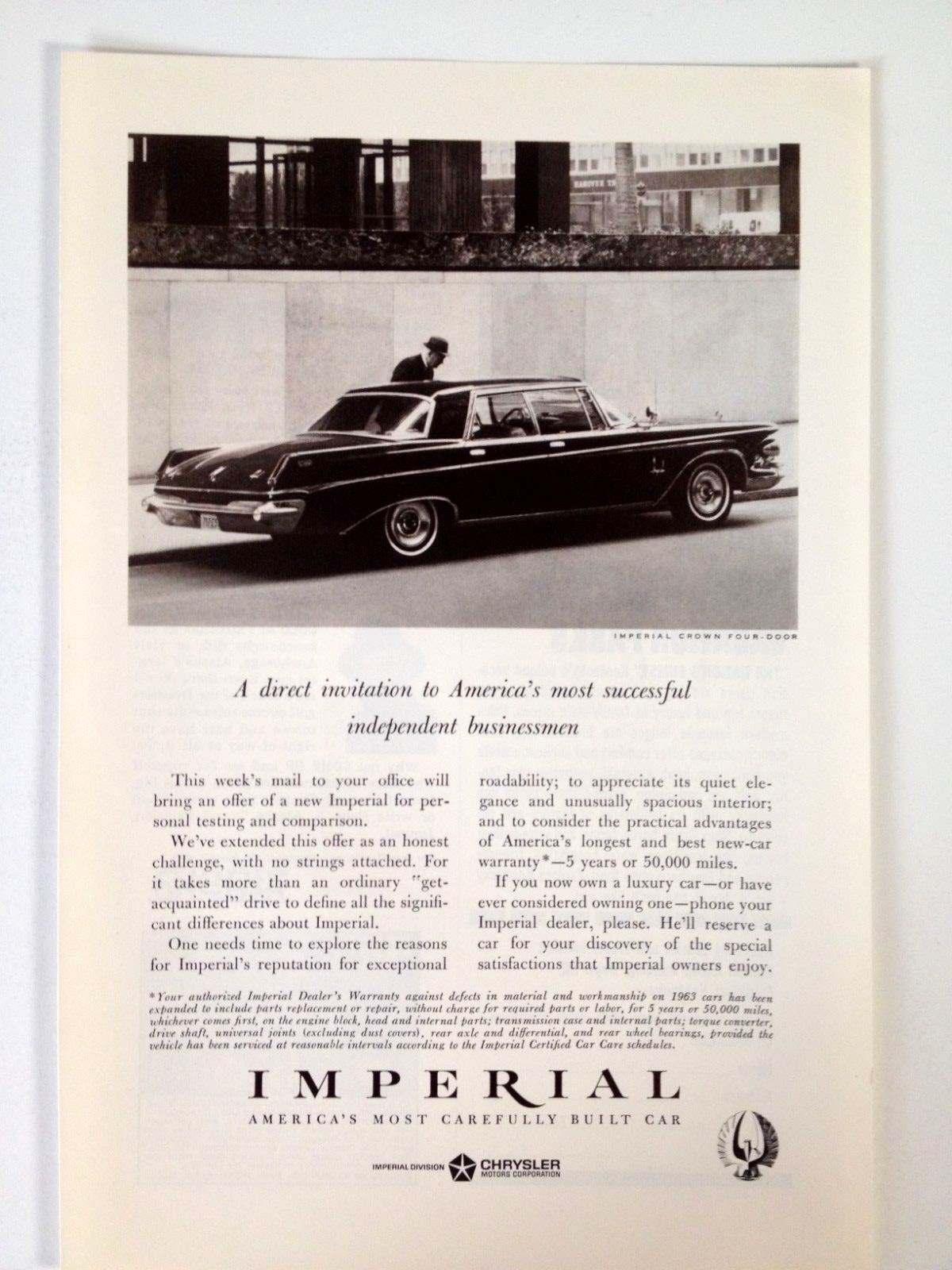 1963 Chrysler Imperial Crown 4 Door Vintage Automobile Print Ad