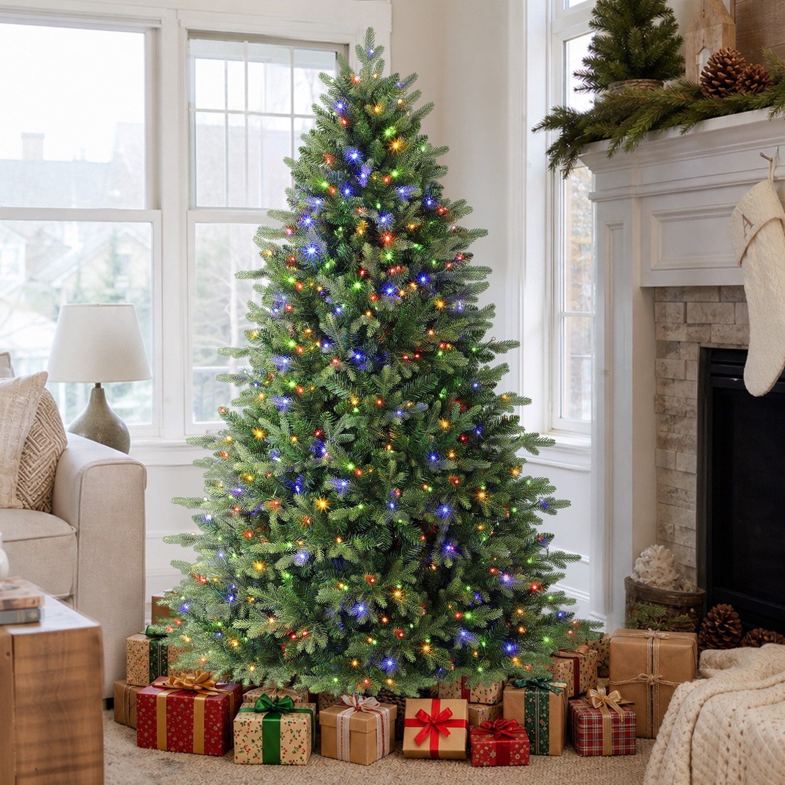5.5‑7.5FT Fir PE‑Mix Pre‑Lit Artificial Christmas Tree Dual‑Color LED with Remot 5.5‑7.5FT Fir PE‑Mix Pre‑Lit Artificial Christmas Tree Dual‑Color LED with Remot