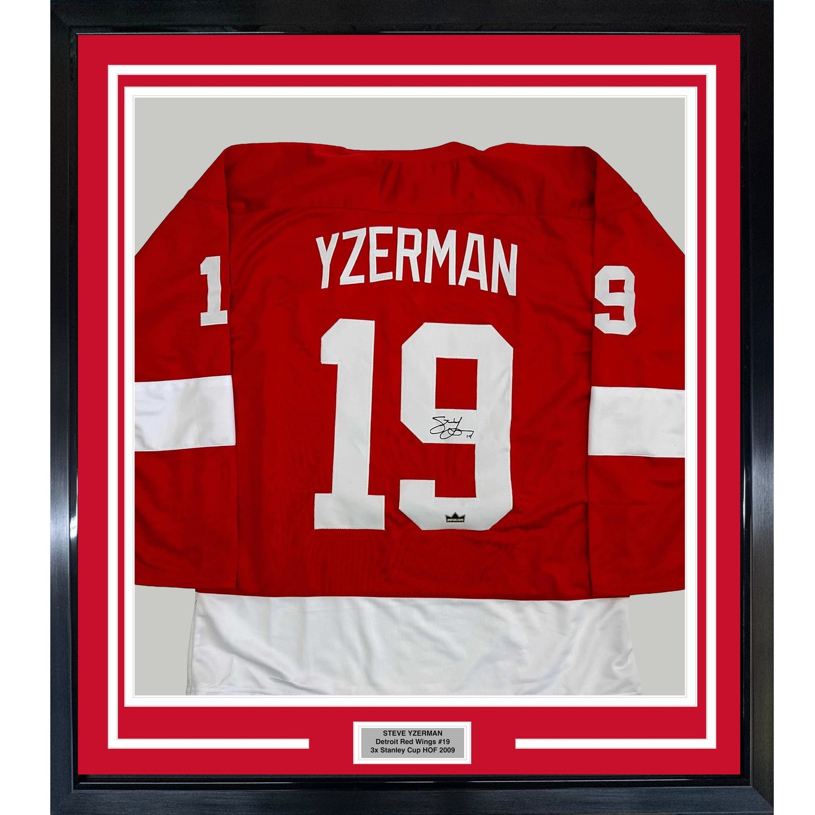 Framed Facsimile Autographed Steve Yzerman 35x39 Detroit Red Reprint Jersey