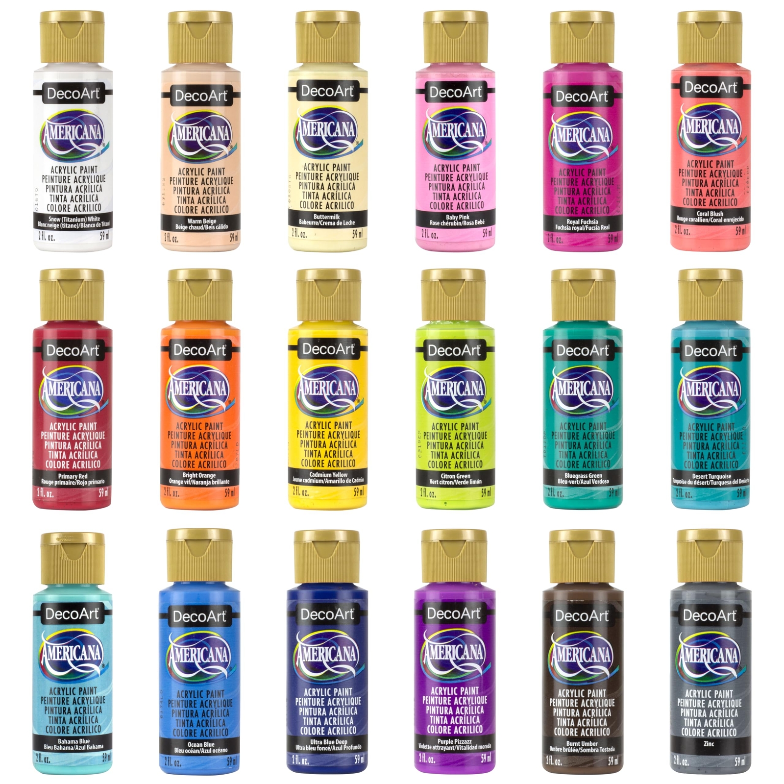DecoArt Americana Acrylic Paint Set Assorted 18 Colors 2 Fl Oz Durable Matte ... DecoArt Americana Acrylic Paint Set Assorted 18 Colors 2 Fl Oz Durable Matte ...