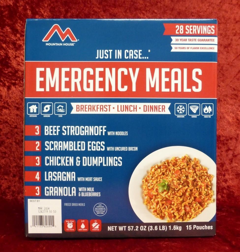 Mountain House Freeze Dried food, Emergency Meals 28 Servings Box, MREs EXP 2053