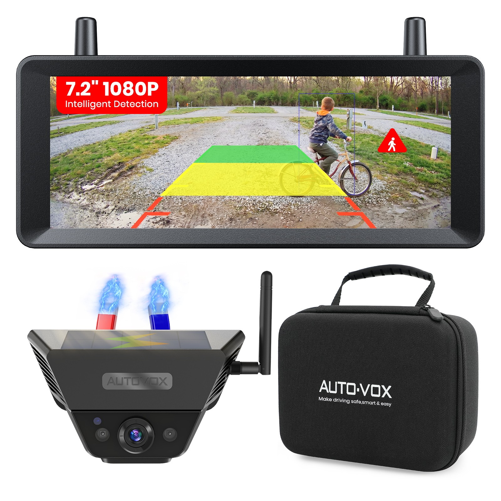 AUTO-VOX Solar5B Magnetic Wireless Smart Detection Backup Camera & 7.2\