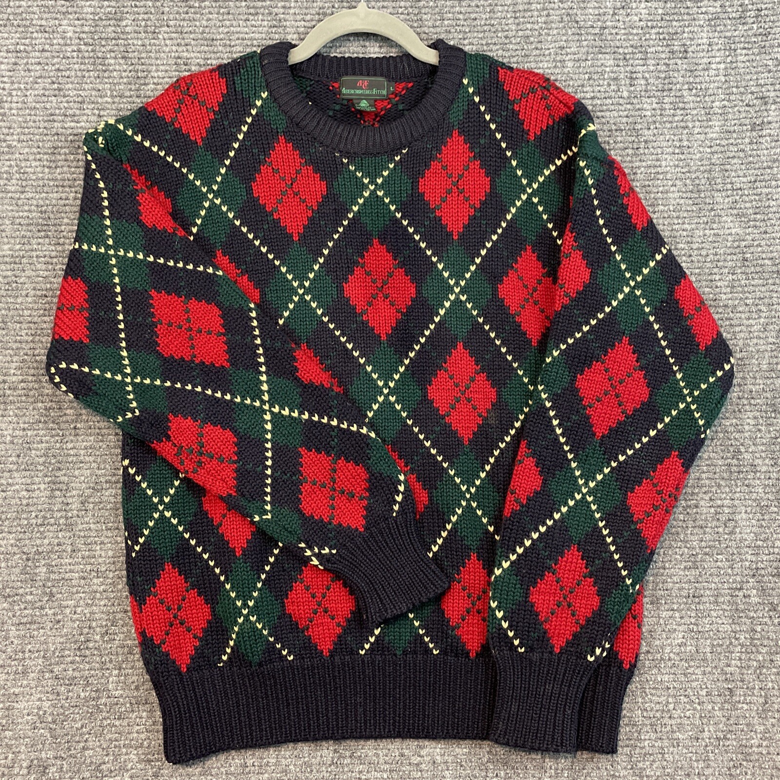 Vtg AMBERCROMBIE & FITCH Sweater Mens Large Thick Knit Wool Argile Grandpacore Vtg AMBERCROMBIE & FITCH Sweater Mens Large Thick Knit Wool Argile Grandpacore