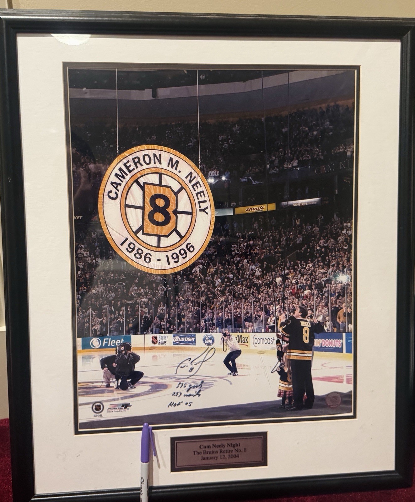 Cam Neely Jersey retirerment Night Bruins HOF Signed Framed Photo auto