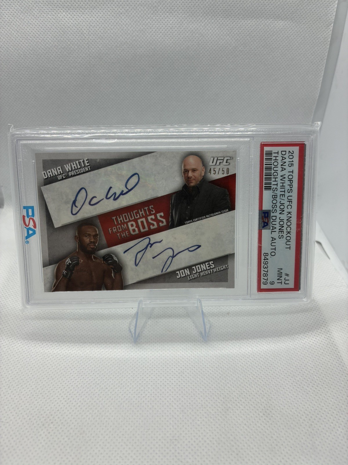 2015 Knockout Thoughts from the Boss Jon Jones Dana White Auto /50 PSA 9 2015 Knockout Thoughts from the Boss Jon Jones Dana White Auto /50 PSA 9