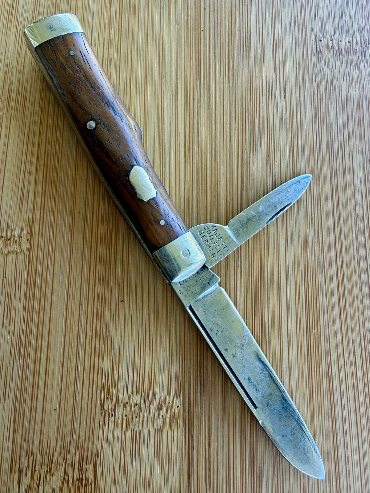 Vintage Majestic Cutlery Co. Germany 2-Blade Gunstock Pocketknife