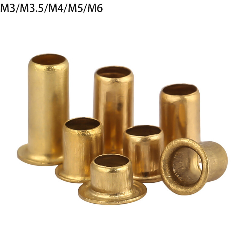 M3 M3.5 M4 M5 M6 Brass Hollow Tubular Rivets Eyelet Crimped Rivet Through Nuts