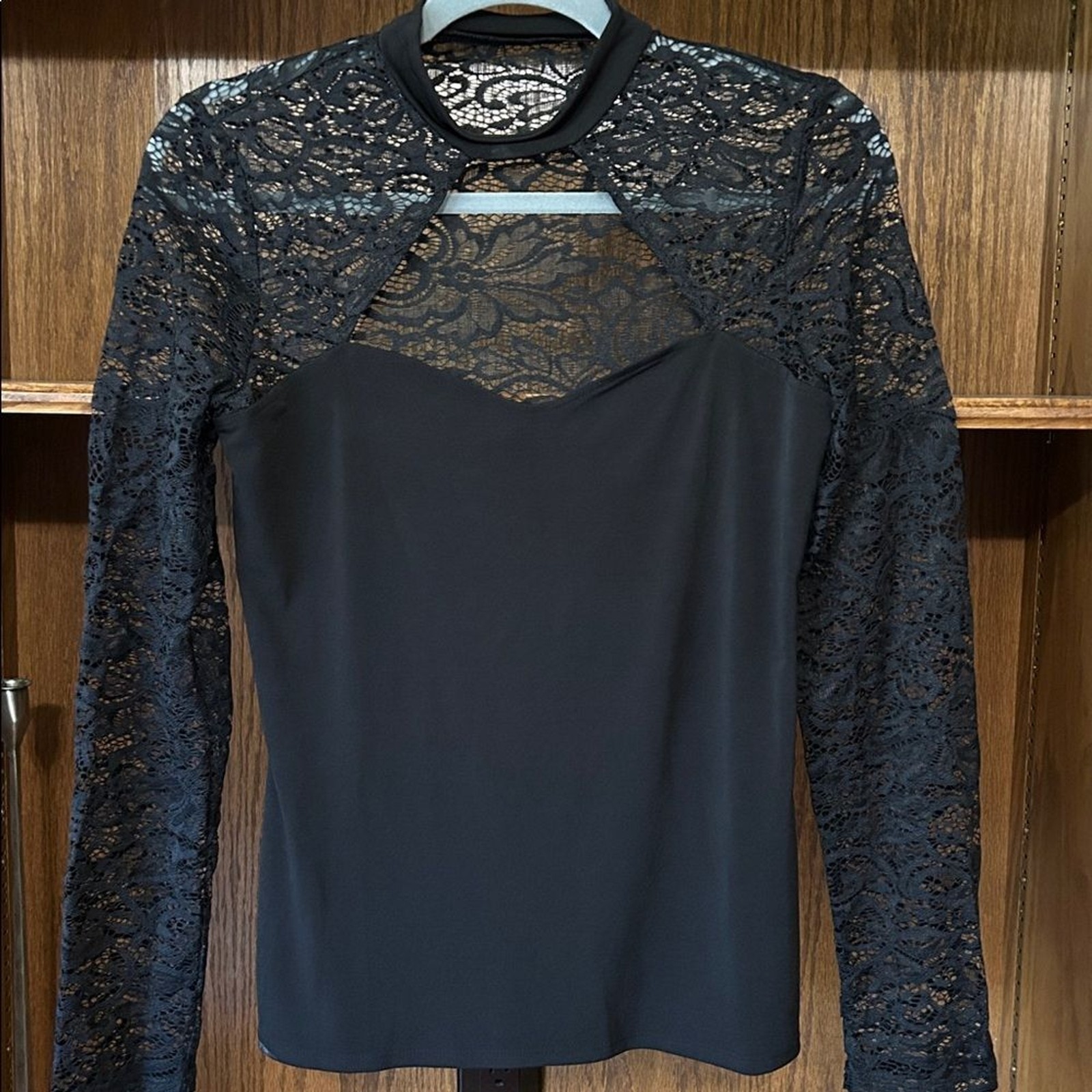 Express Black Lace Detail Top Small