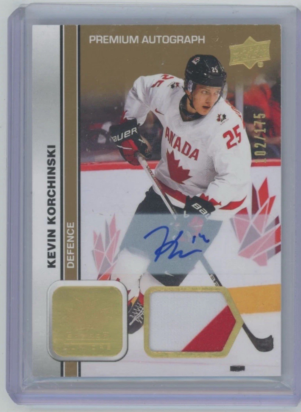 2023-24 UD Team Canada Juniors Kevin Korchinski Premium Auto Patch /175 RC