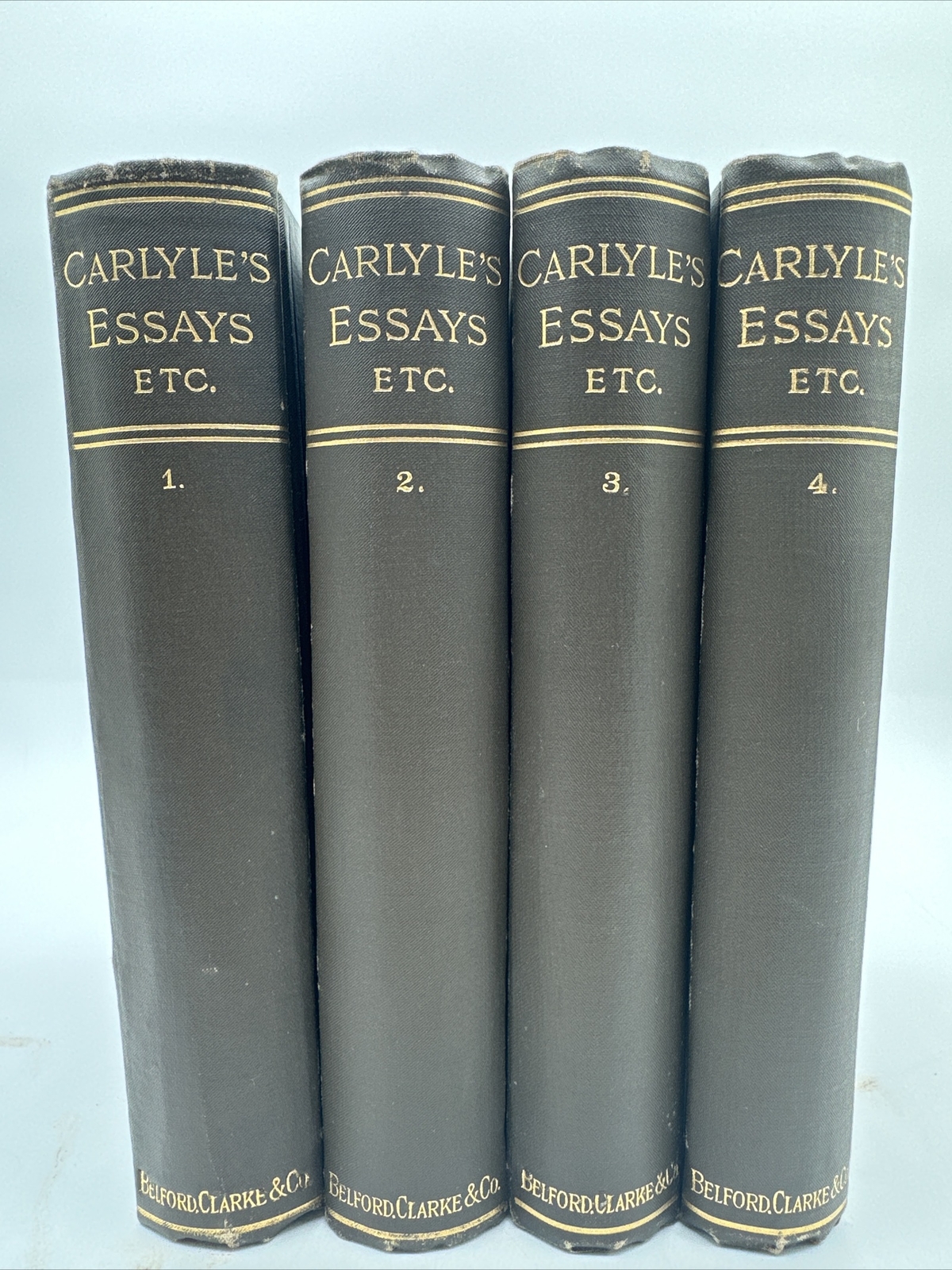 Carlyle’s Essays Etc 4 Volume Set Rare Thomas Goethe’s Helena Goethe’s Works HC