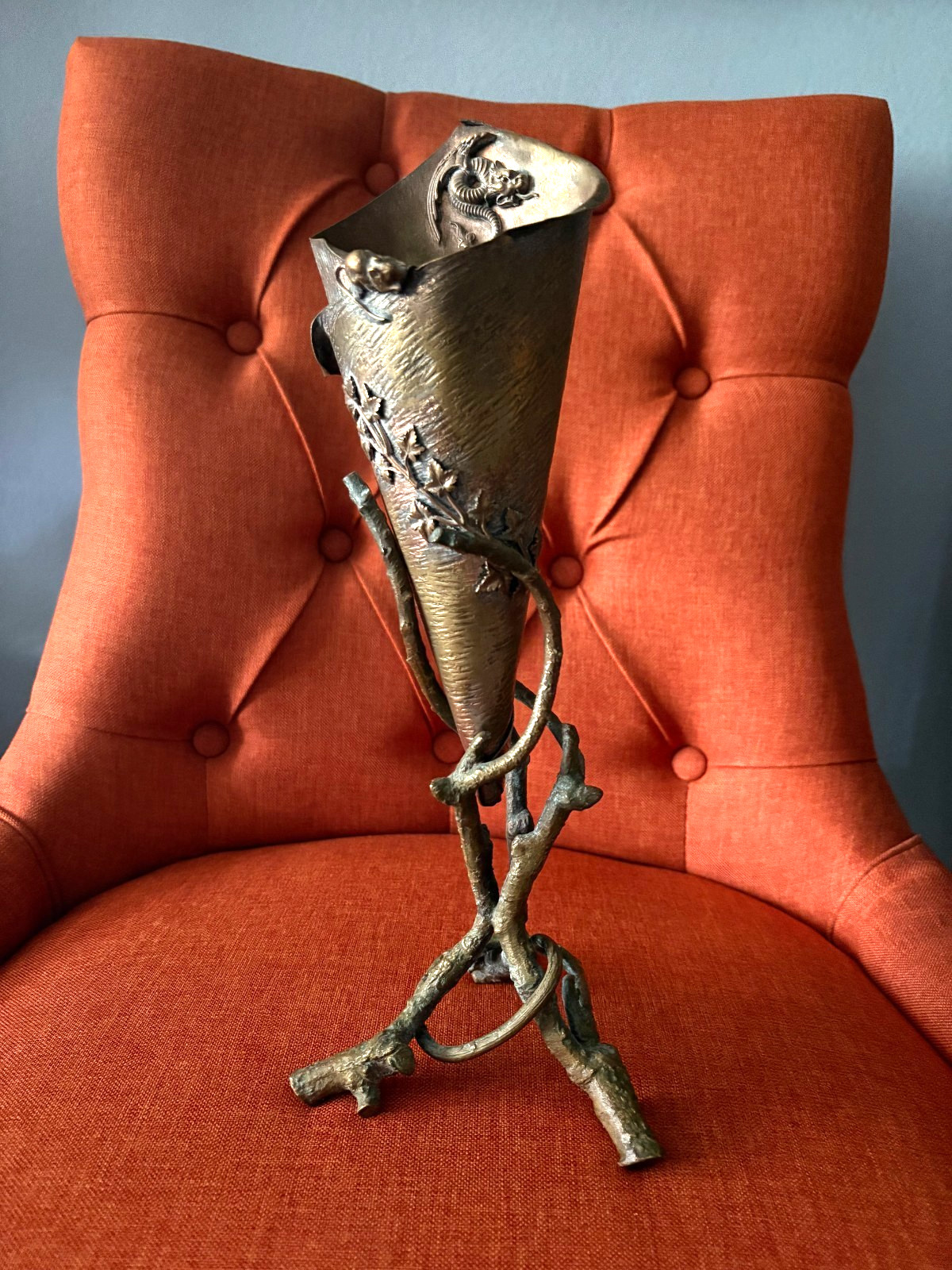 Antique Decorative Dried Flower Vase from France with Stand from Paris