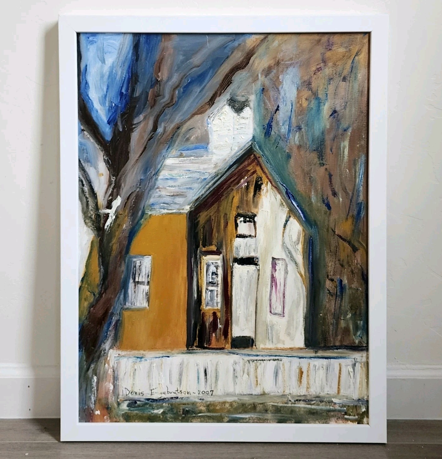 Doris Engebretson Original Oil Painting - Signed 2007 Expressionist House 18x24