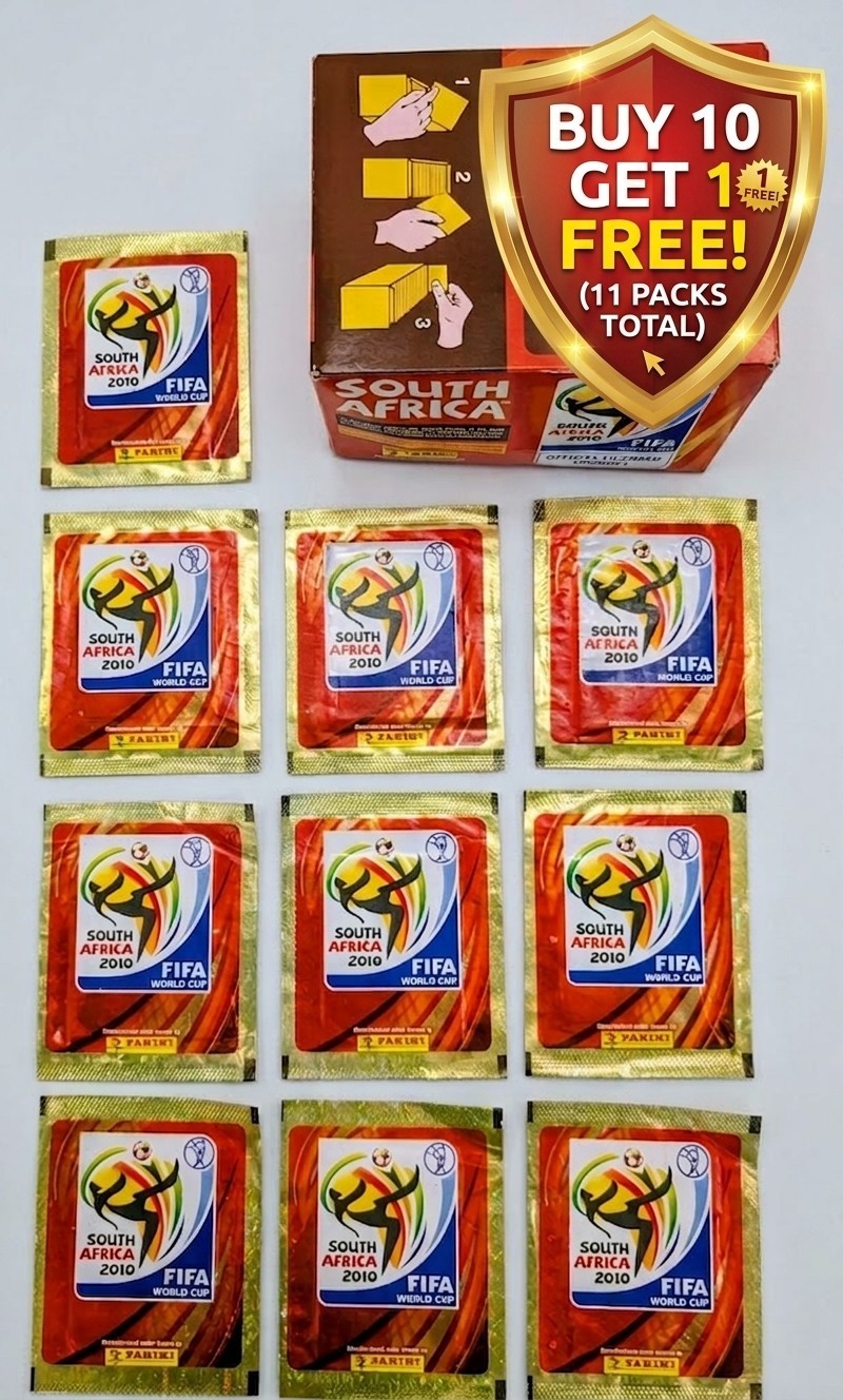 Panini 2010 World Cup South Africa Sealed Pack Lot (10 + 1 Free Bonus) Stickers
