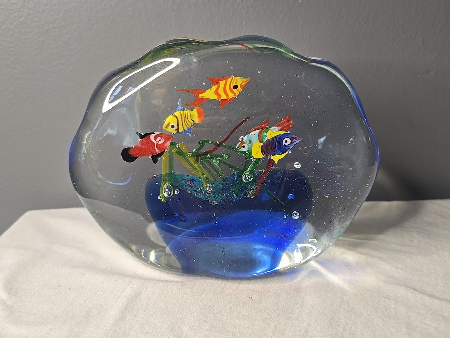 VINTAGE FORMIA VETRI DI MURANO GLASS AQUARIUM SCULPTURE ART 6.5\ VINTAGE FORMIA VETRI DI MURANO GLASS AQUARIUM SCULPTURE ART 6.5\