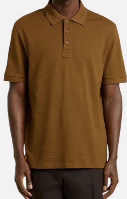 Bottega Veneta Mens Brown Pique Polo Shirt Size M