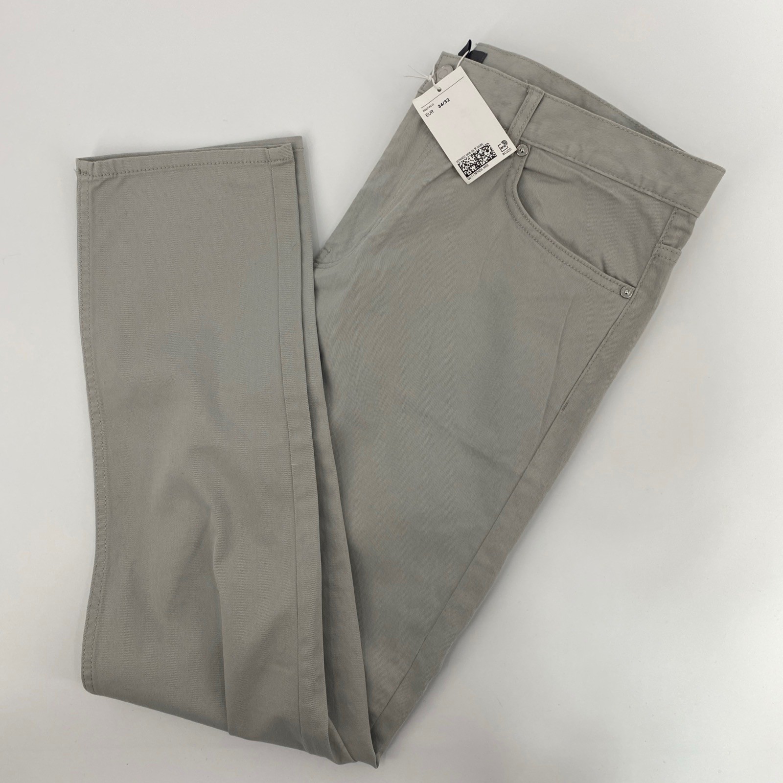 NEW H&M Slim Fit Pants Mens Tag 34x32 Fits 35x29 Gray Stretch Chinos Neutral