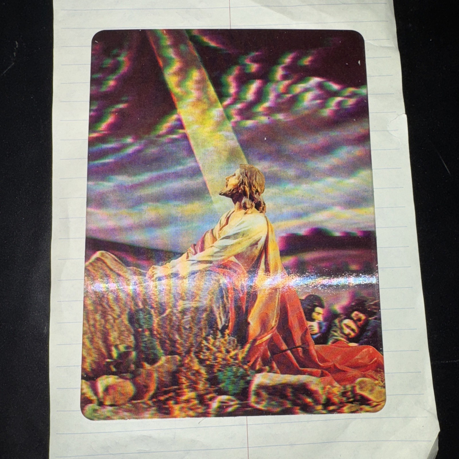 Vintage 3D Xograph Postcard Jesus In The Garden Of Gethsemane 6.5”x4.75”