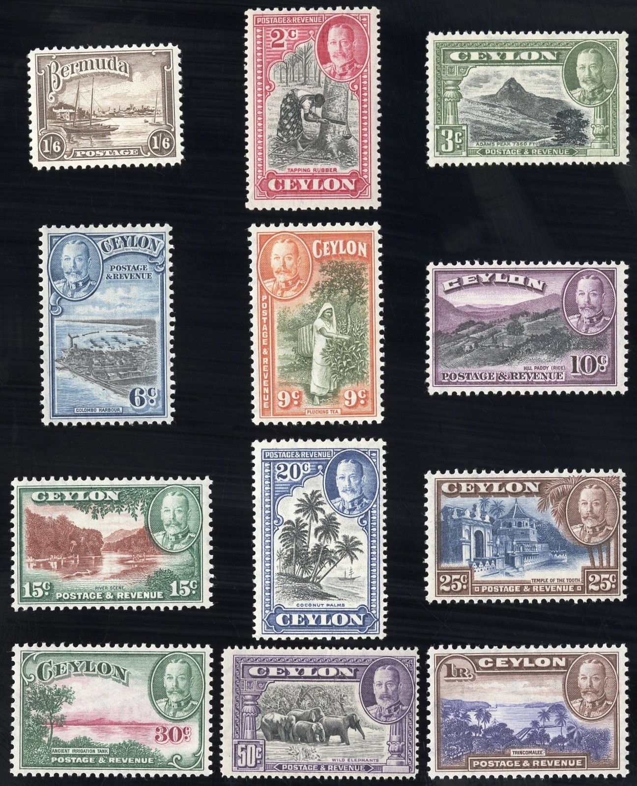 Ceylon Stamps # 264-74 MLH+MNH VF Scott Value $73.00 Ceylon Stamps # 264-74 MLH+MNH VF Scott Value $73.00