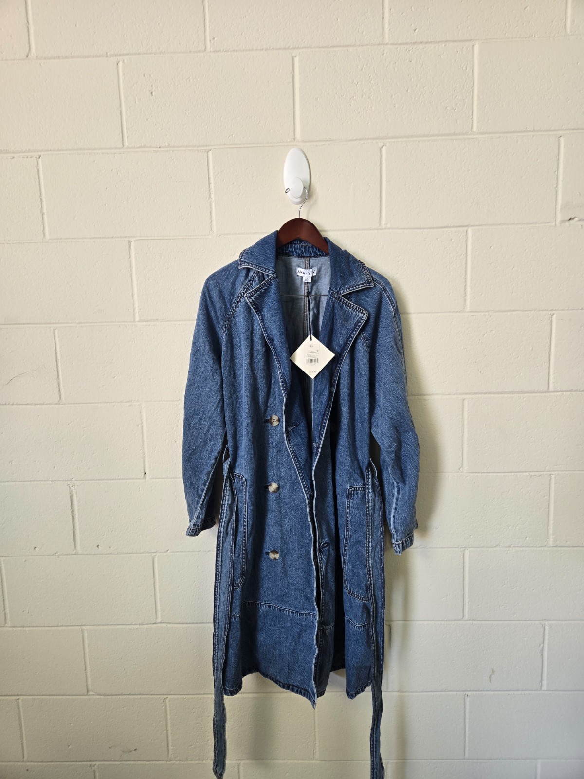 NWT Ava & Viv Blue Denim Trench Coat Medium Wash