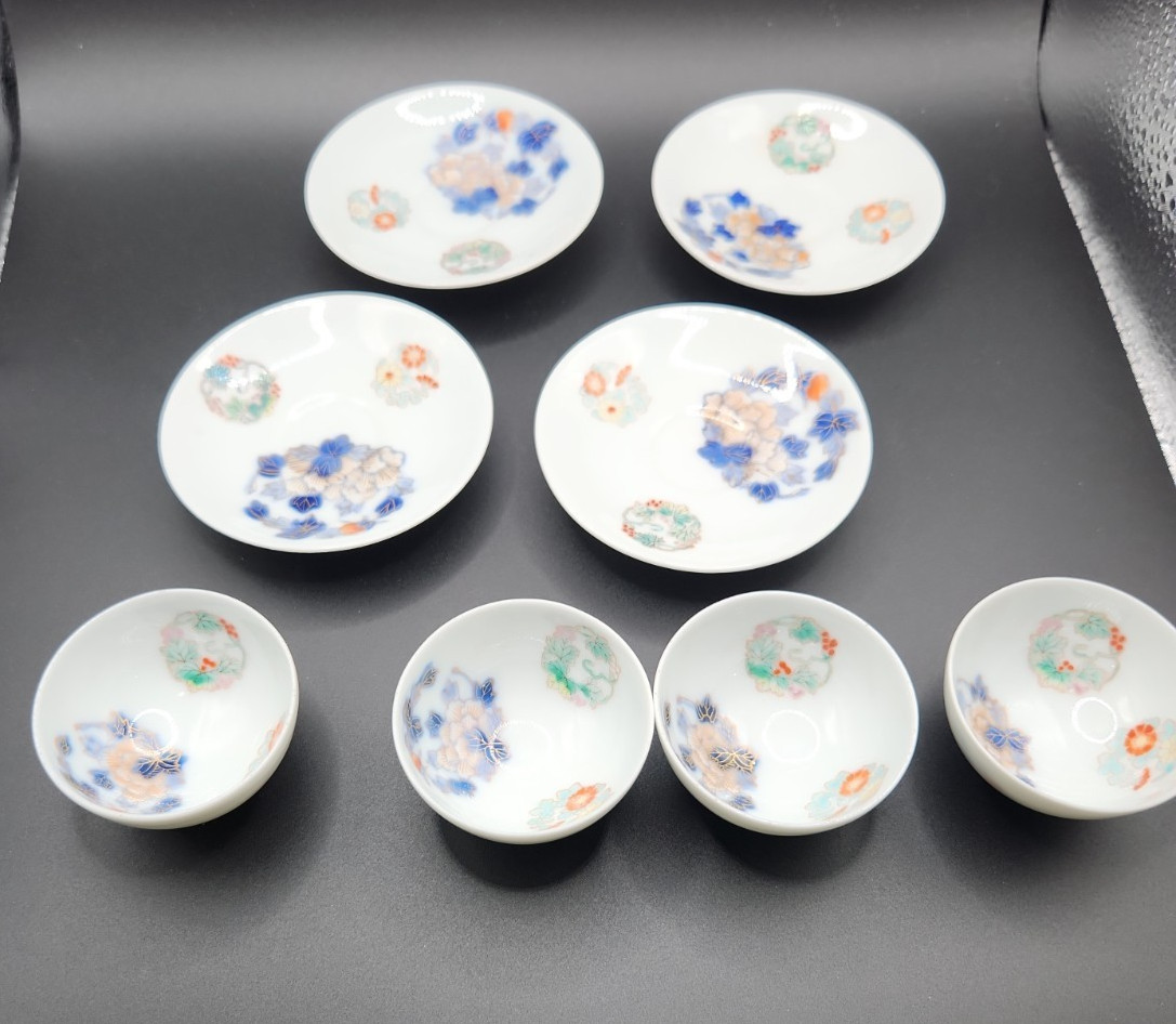 Dish Japan Fukagawa Seiji Small Plate Cup Set Gold Floral Pattern Old Porcelain Dish Japan Fukagawa Seiji Small Plate Cup Set Gold Floral Pattern Old Porcelain