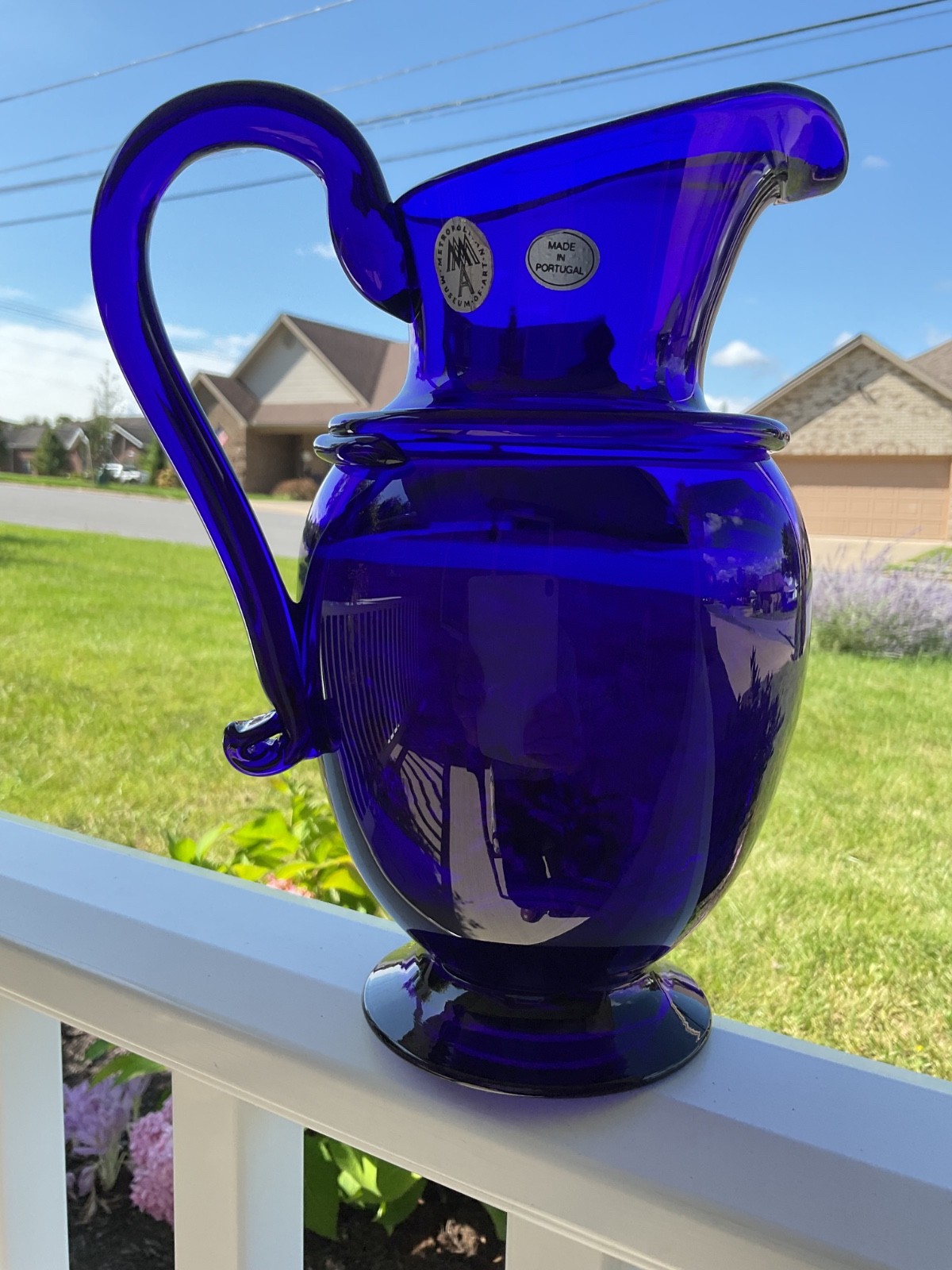 Metropolitan Museum of Art Cobalt Blue Hand Blown 9 “ Tall Water Pitcher Metropolitan Museum of Art Cobalt Blue Hand Blown 9 “ Tall Water Pitcher