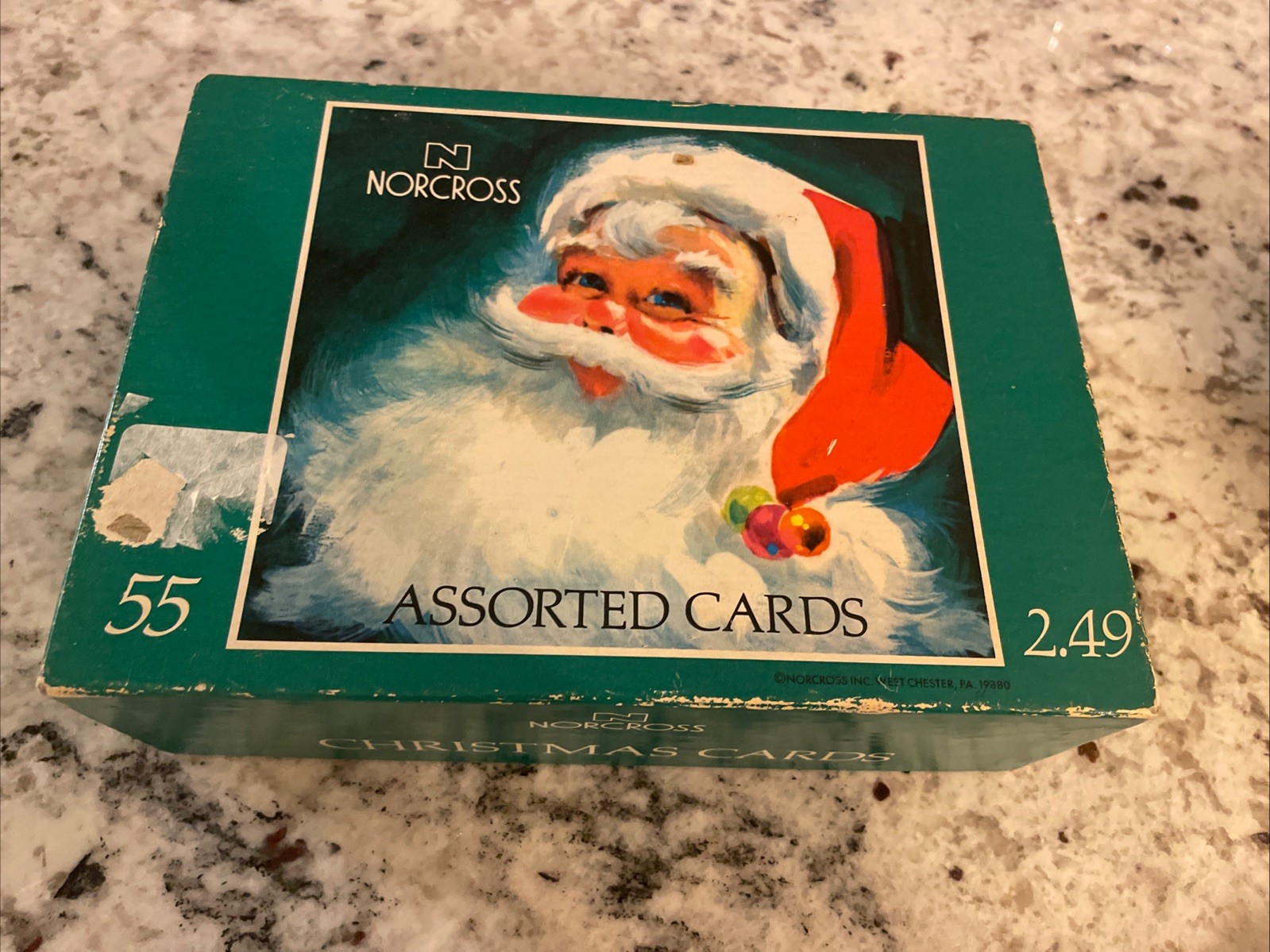 Vintage Norcross Christmas Cards XA802 Box With 46 Christmas Cards/Envelopes 70s
