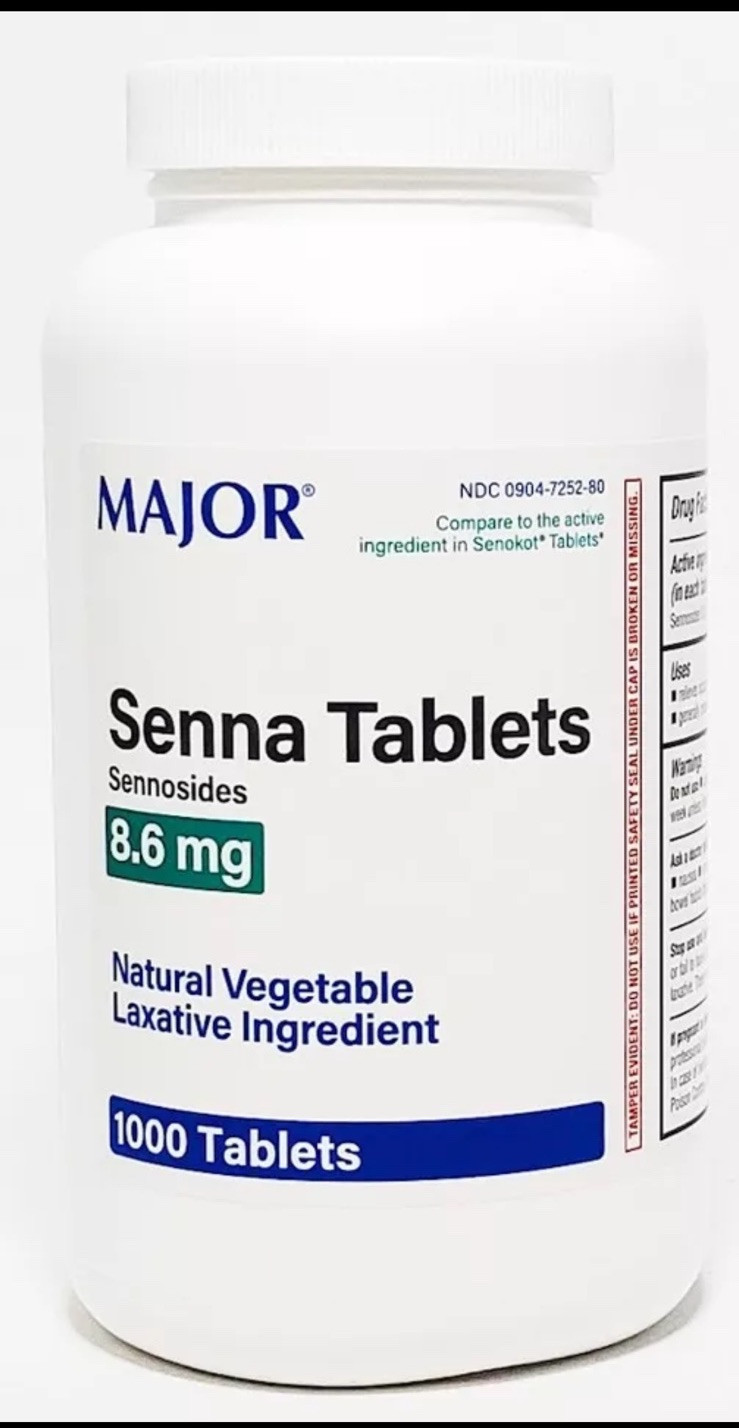 Major Senna 8.6mg Laxative Tablets 1000ct -Expiration Date 01/2029