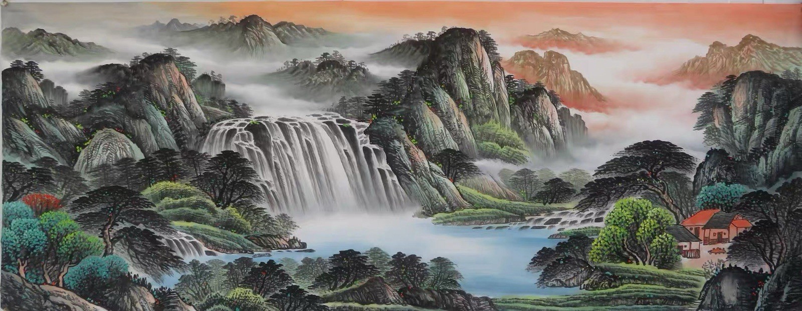 Large Hand-Painted Chinese Ink Painting 68×180 cm (26.8×70.9 in) Unframed