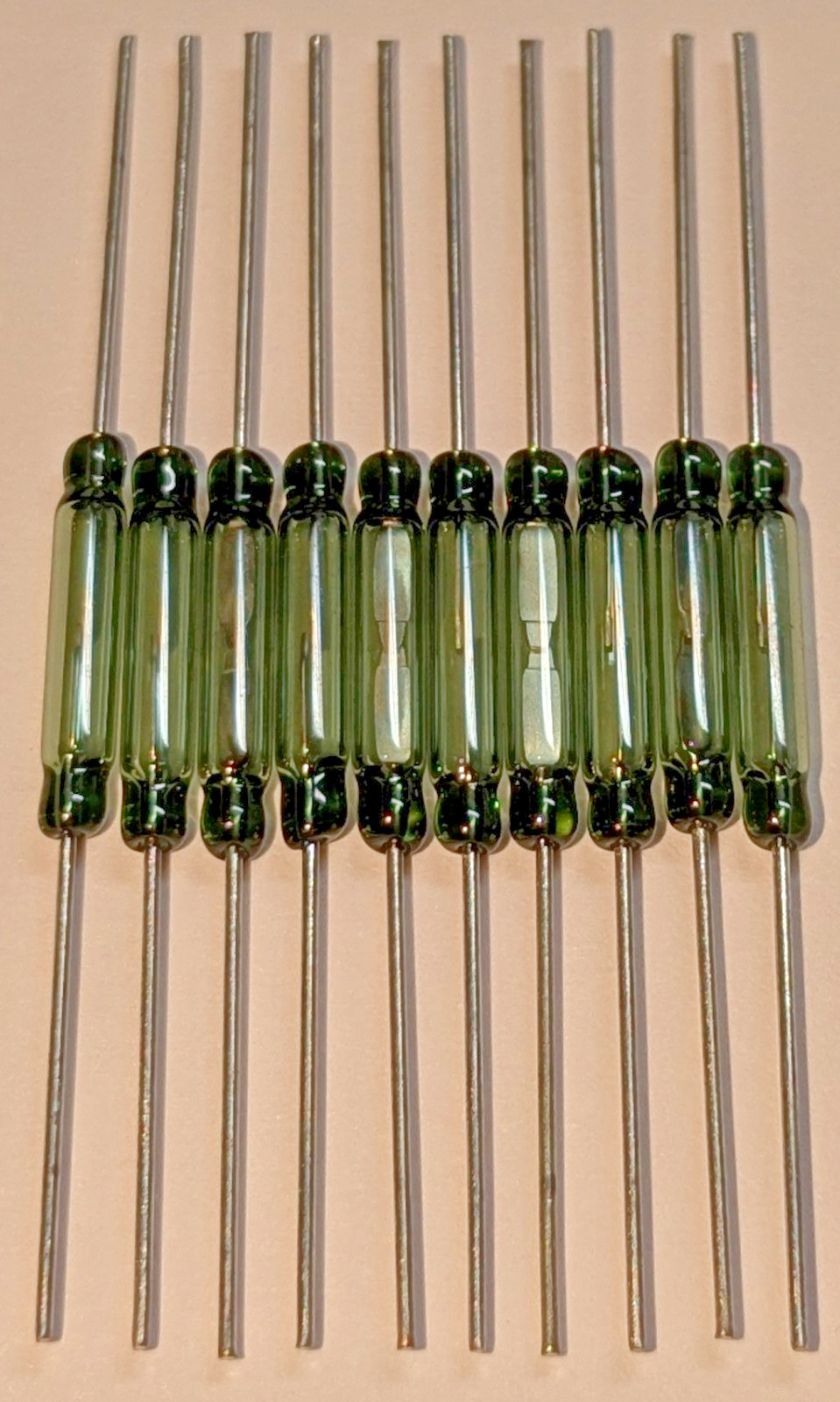 10X Magnetic Reed Switch - SPST Normally Open - 46mm Long x 2.5mm Diameter  N.O.