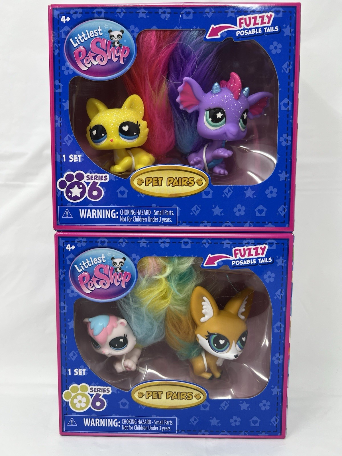 2x Littlest Pet Shop LPS Pet Pairs Fuzzy Posable Tails Series 6 New In Box