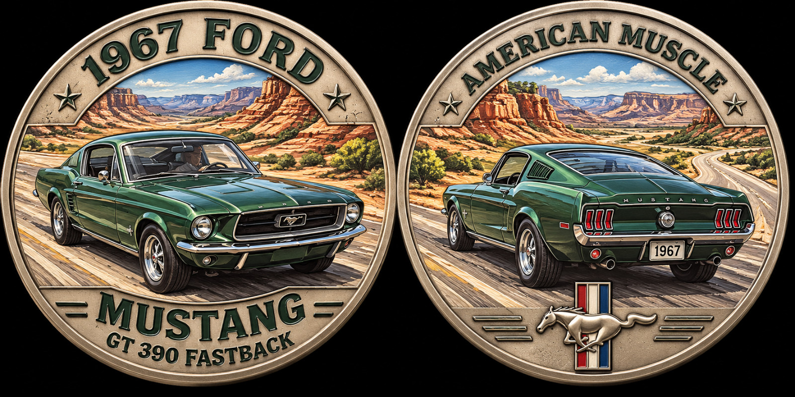 1967 Ford Mustang GT 390 American Muscle Commemorative Coin CB3447