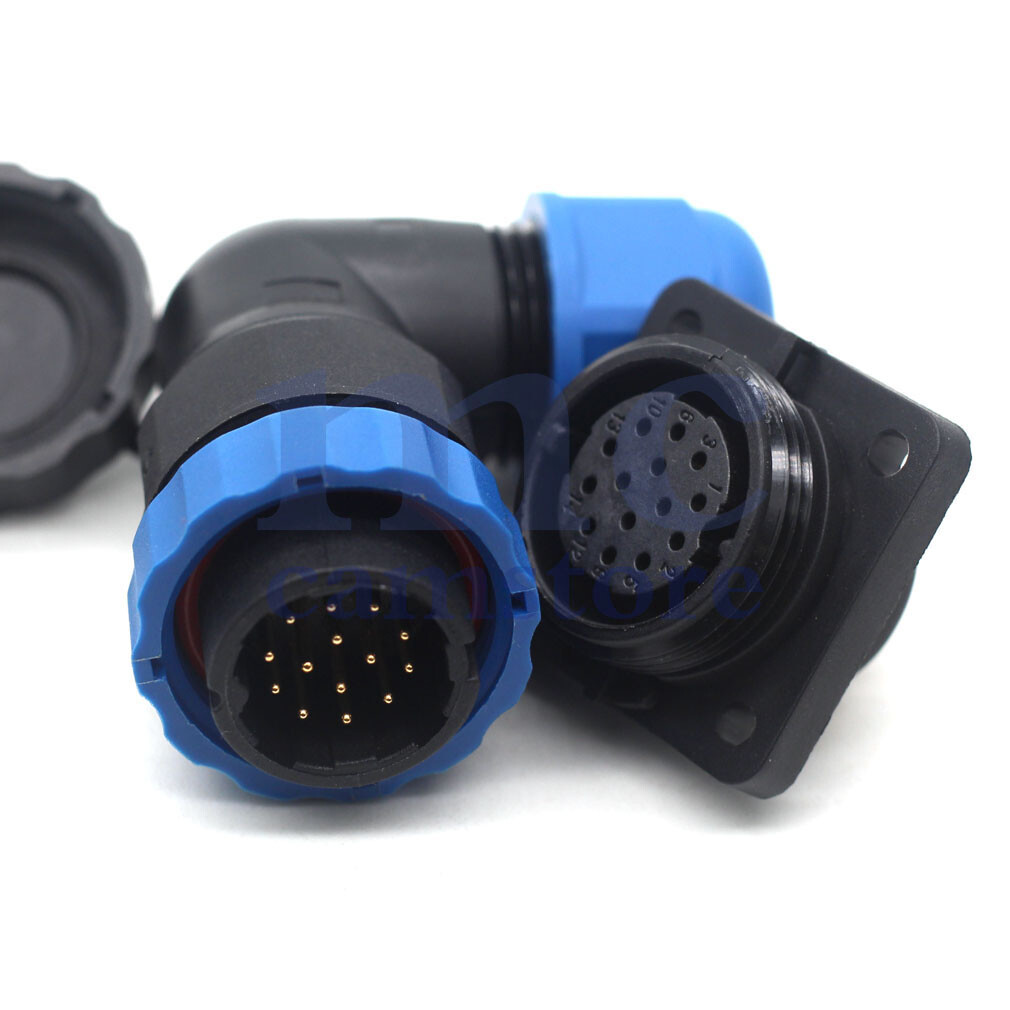 SD20 14 pin Electrical Equipment Cable Elbow Waterproof Panel Mount Connector 5A