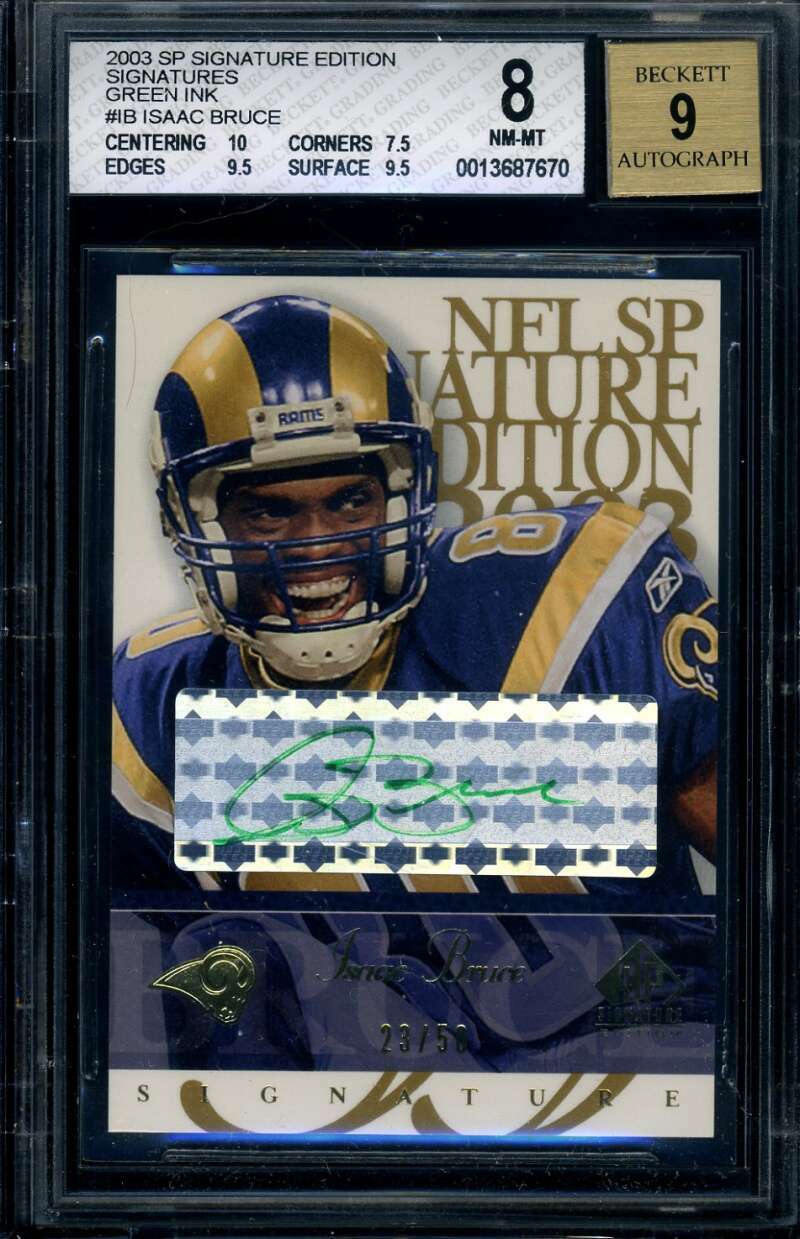 Issac Bruce BAS BECKETT Signed 2003 SP Signature Edition Green /50 Autograph