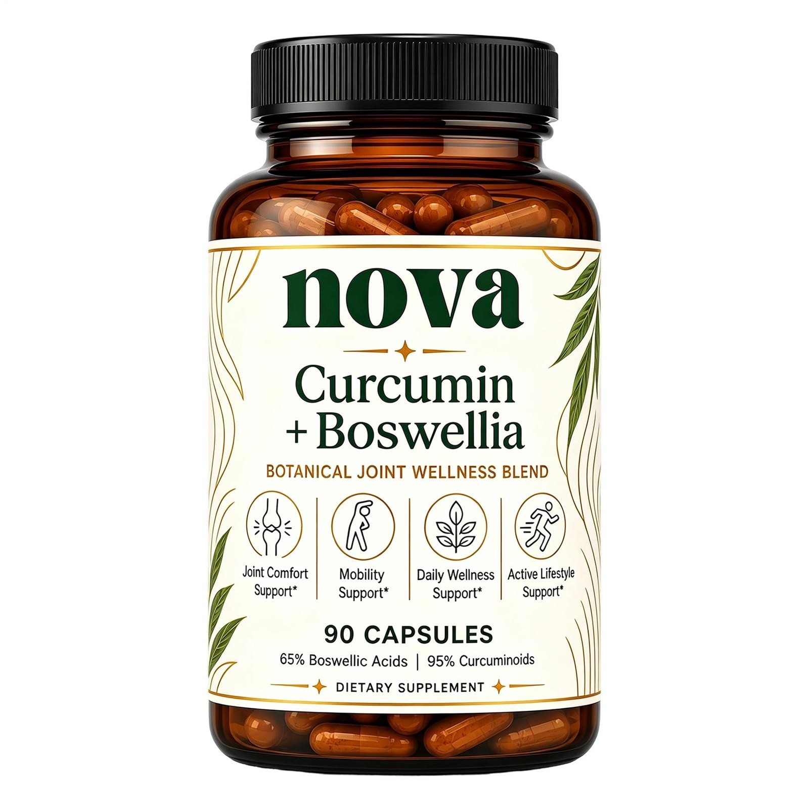 1-5 pack Nova Curcumin Boswellia Supplement Mobility Support Supplements 90 Cou