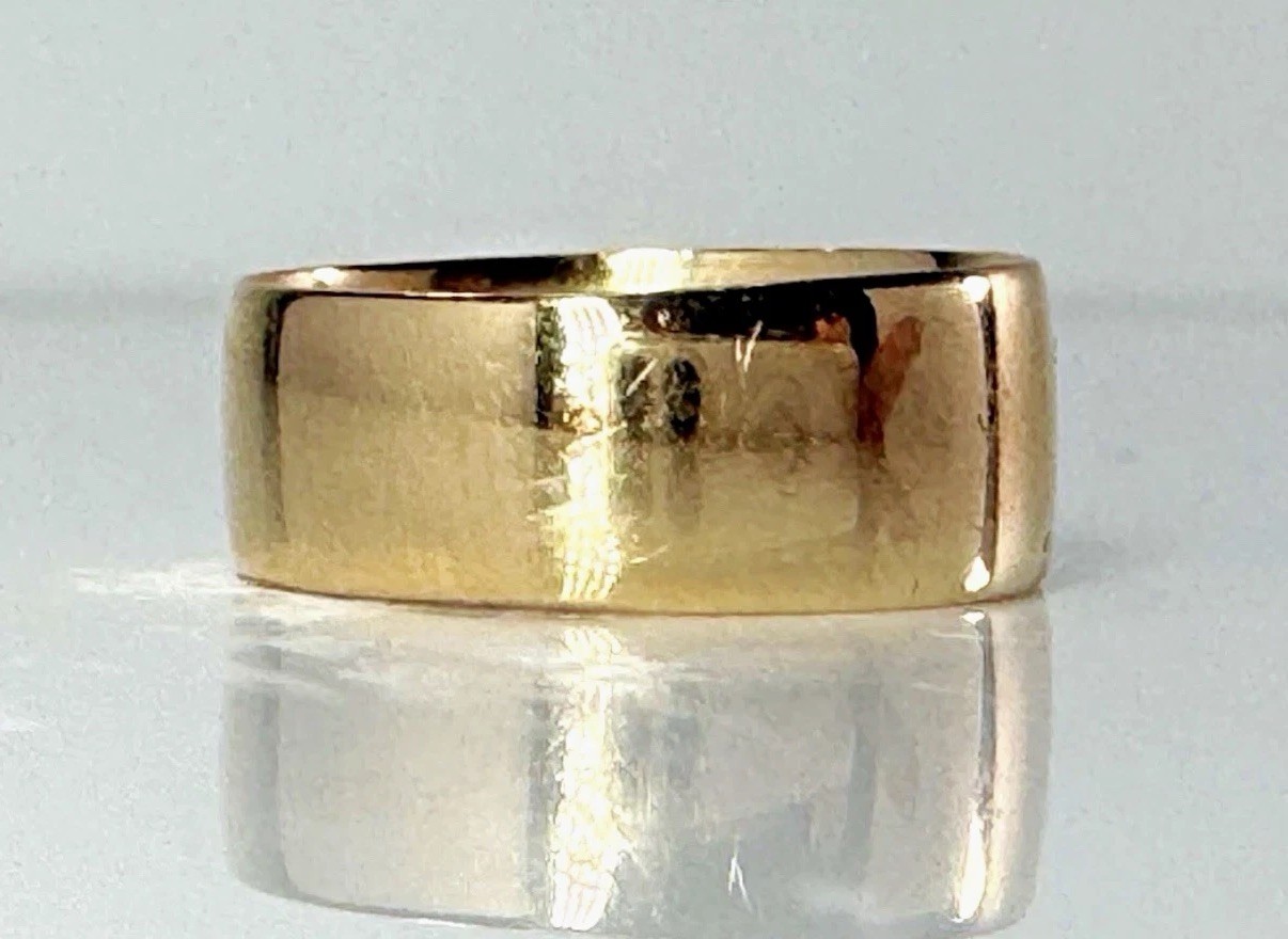 Antique 9k Yellow Gold Smooth Plain Wedding Band Sz 6.5 7mm