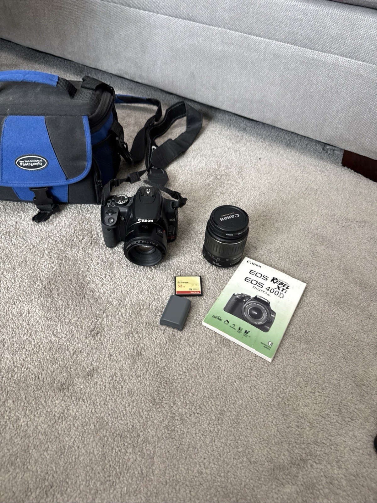 Canon EOS Rebel XTi 400D Camera 28-90mm Lens & 50MM Battery NO Charger 32 GB
