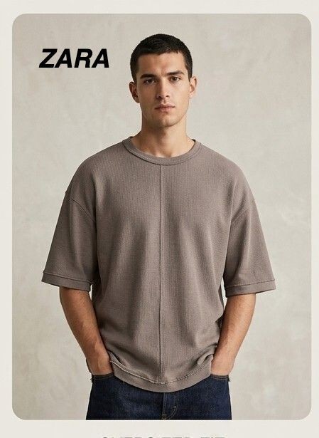Zara Monochrome Waffle Knit Oversized XL Minimalistic Style