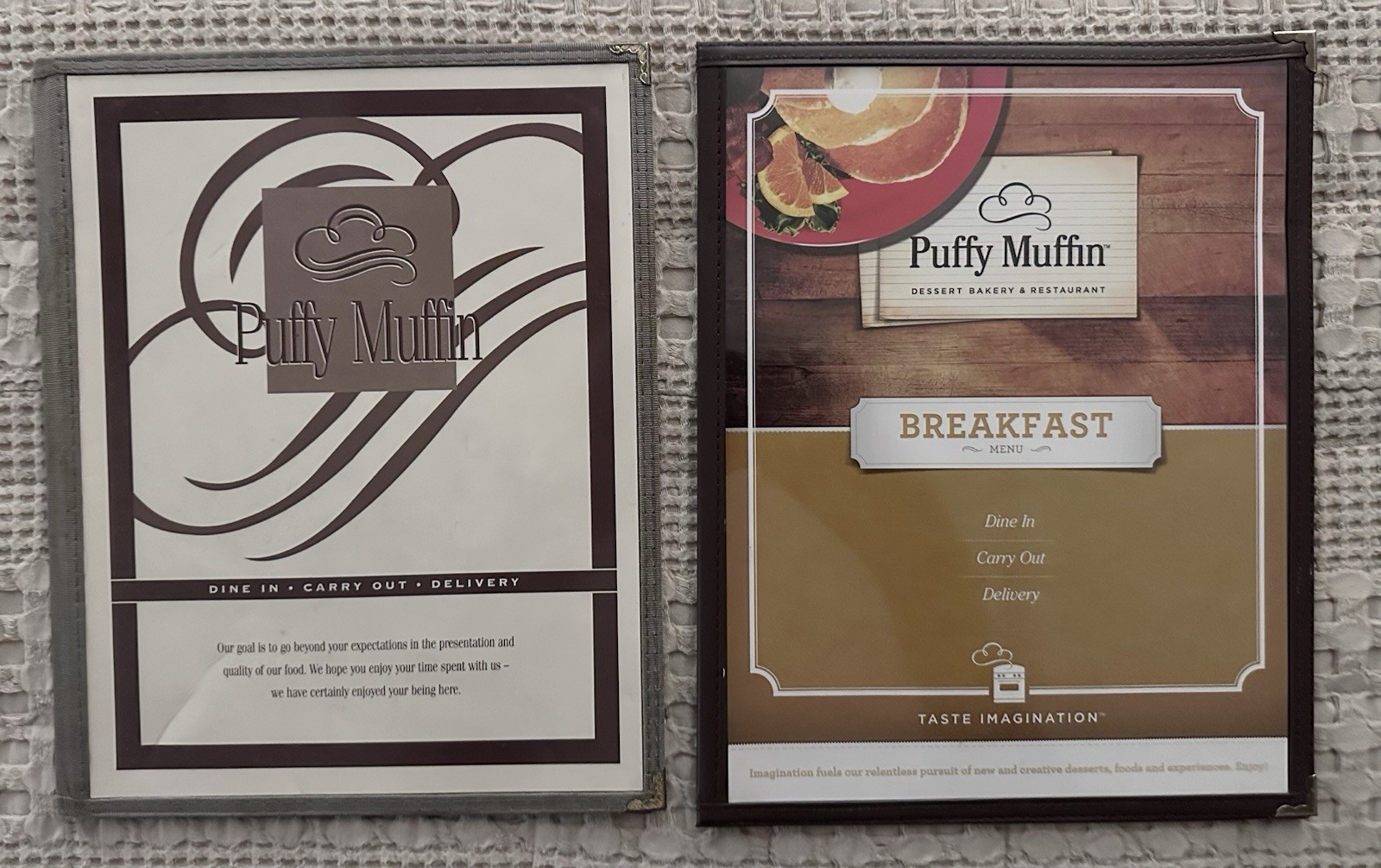 Vintage Puffy Muffin Breakfast and Main Menus & Mug - Brentwood, TN. @2005