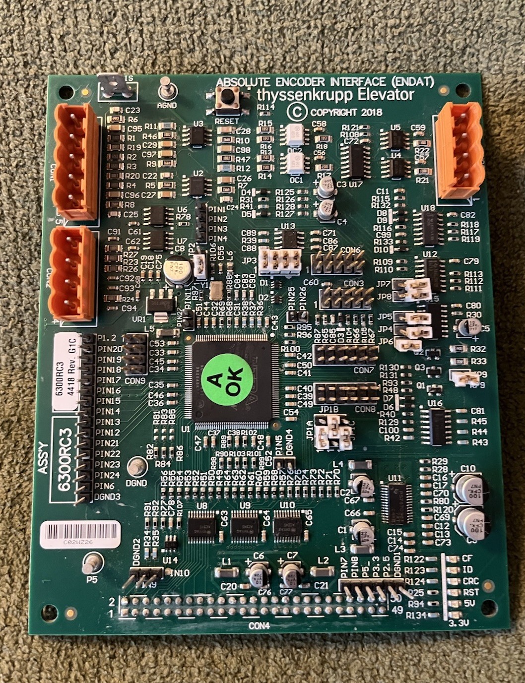 ThyssenKrupp 6300RC3 Absolute Encoder Interface ENDAT Board Used Working