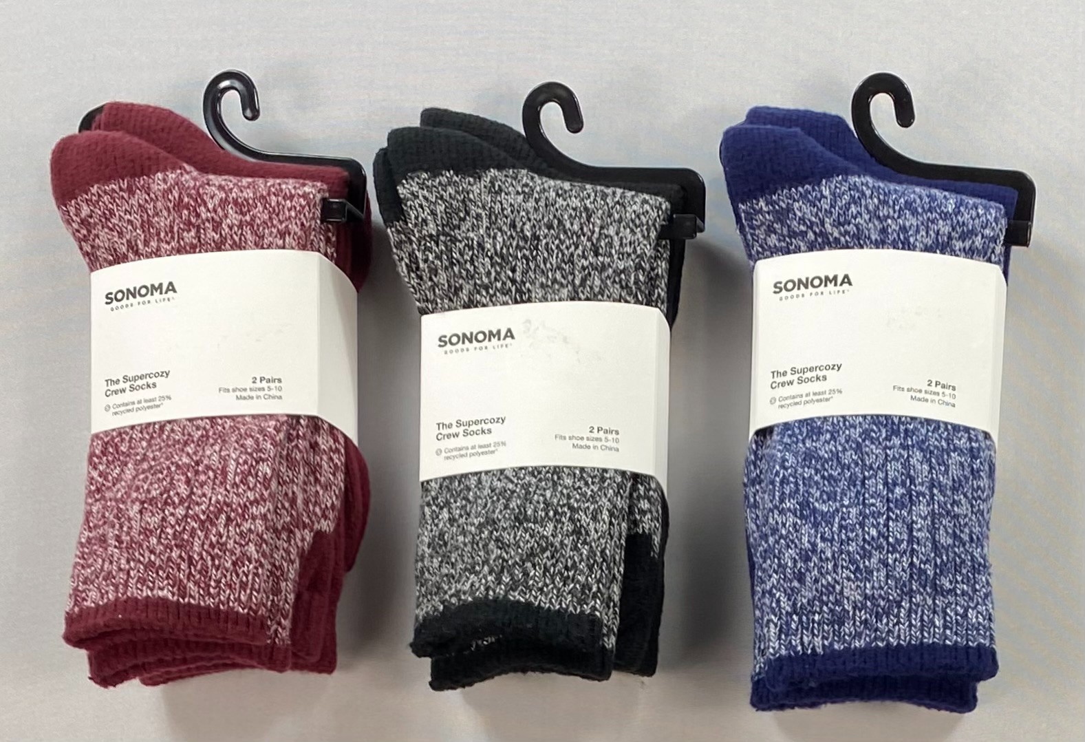 Women\'s Sonoma Supercozy Crew Boot Socks 3 Packs-6 Pair Total Size 5-10 Women\'s Sonoma Supercozy Crew Boot Socks 3 Packs-6 Pair Total Size 5-10