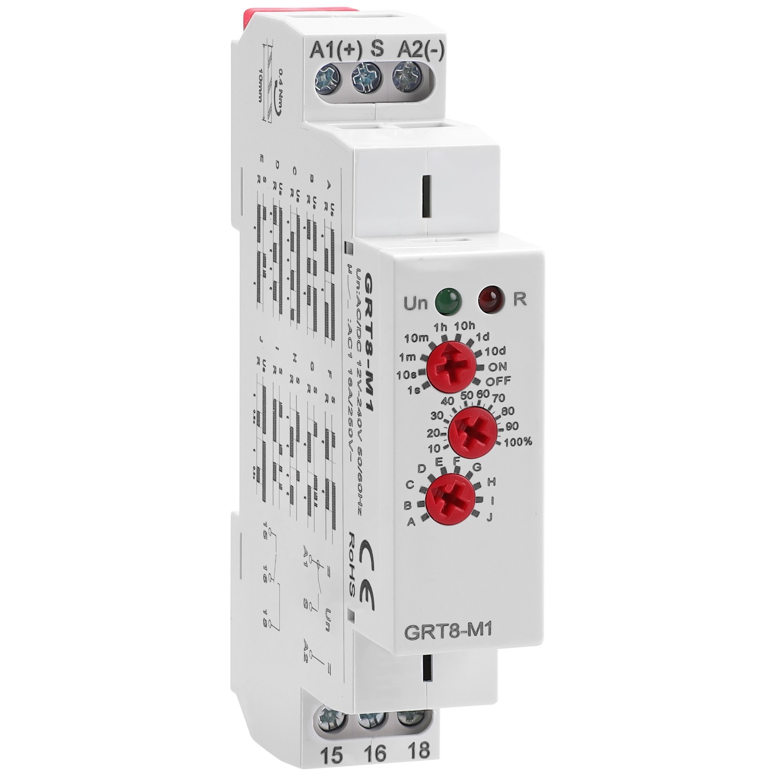 GRT8-M Multifunction Time Relay AC/DC 12-240V 16A 10 Timer Modes DIN Rail Mount GRT8-M Multifunction Time Relay AC/DC 12-240V 16A 10 Timer Modes DIN Rail Mount