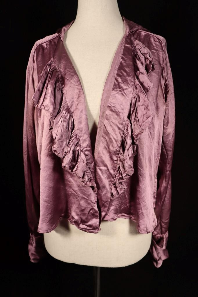Antique 1920\'s Liberty & Co. Lavender Silk Satin Blouse Plus Size Good Condition