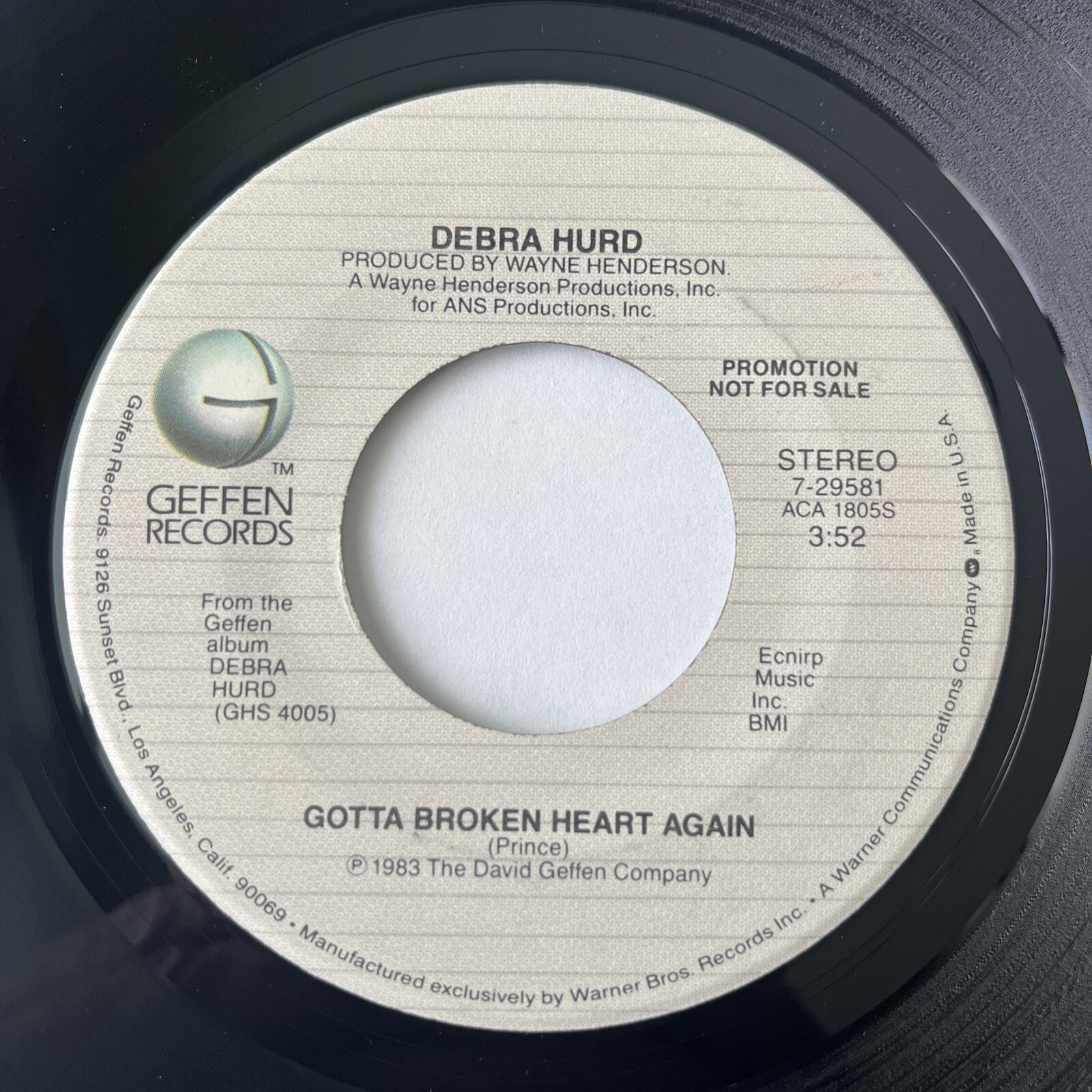 Debra Hurd – Gotta Broken Heart Again PROMO 1983 Funk / DISCO 45rpm VG+ Geffen