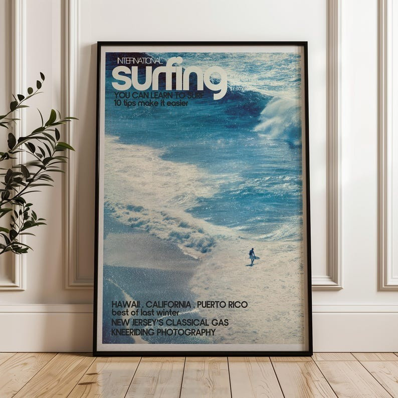 Vintage Surfing Magazine Ocean Photography Poster