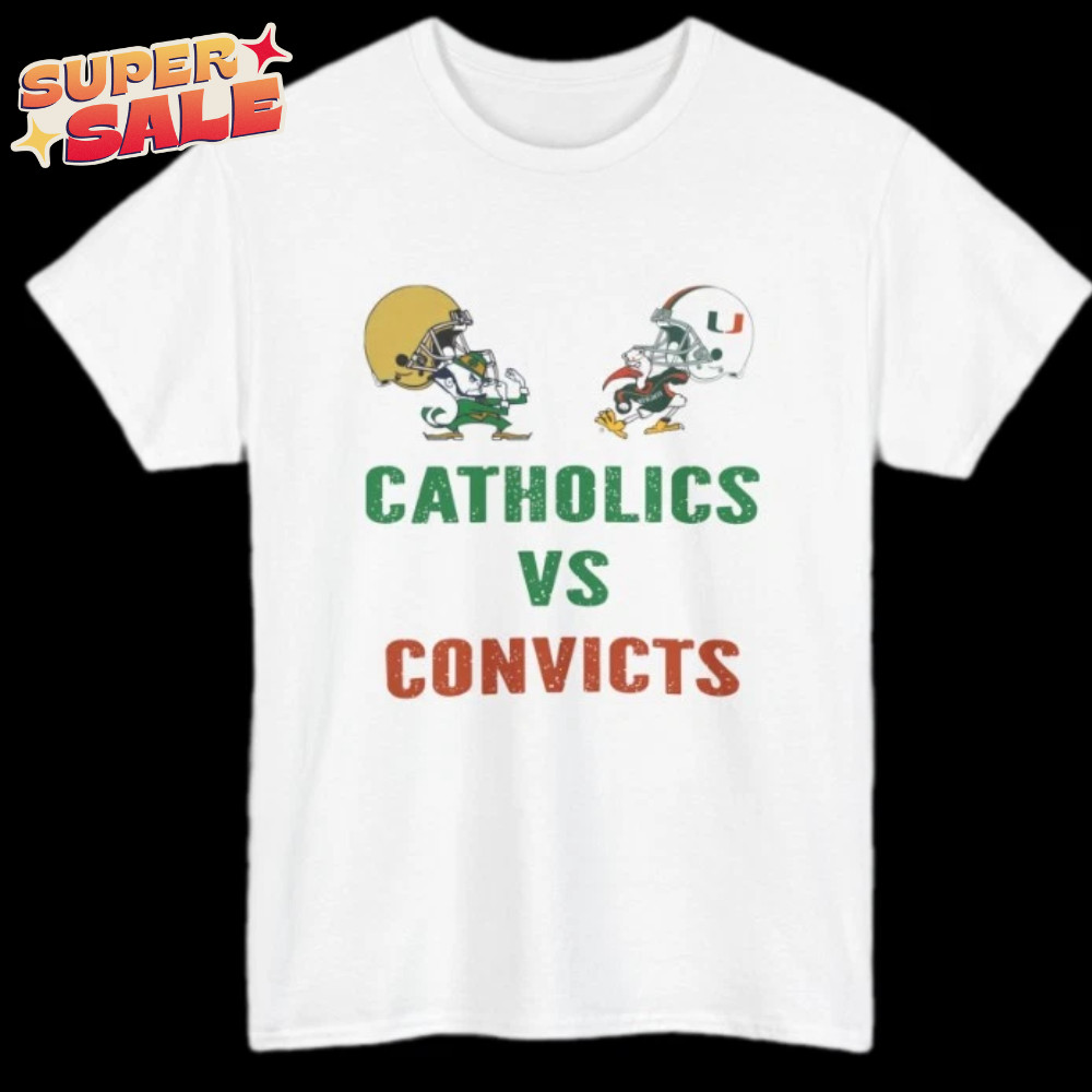 C021 - Catholics vs Convicts shirt Vintage 1988 T Shirt - HOT ITEM / Last sale@@