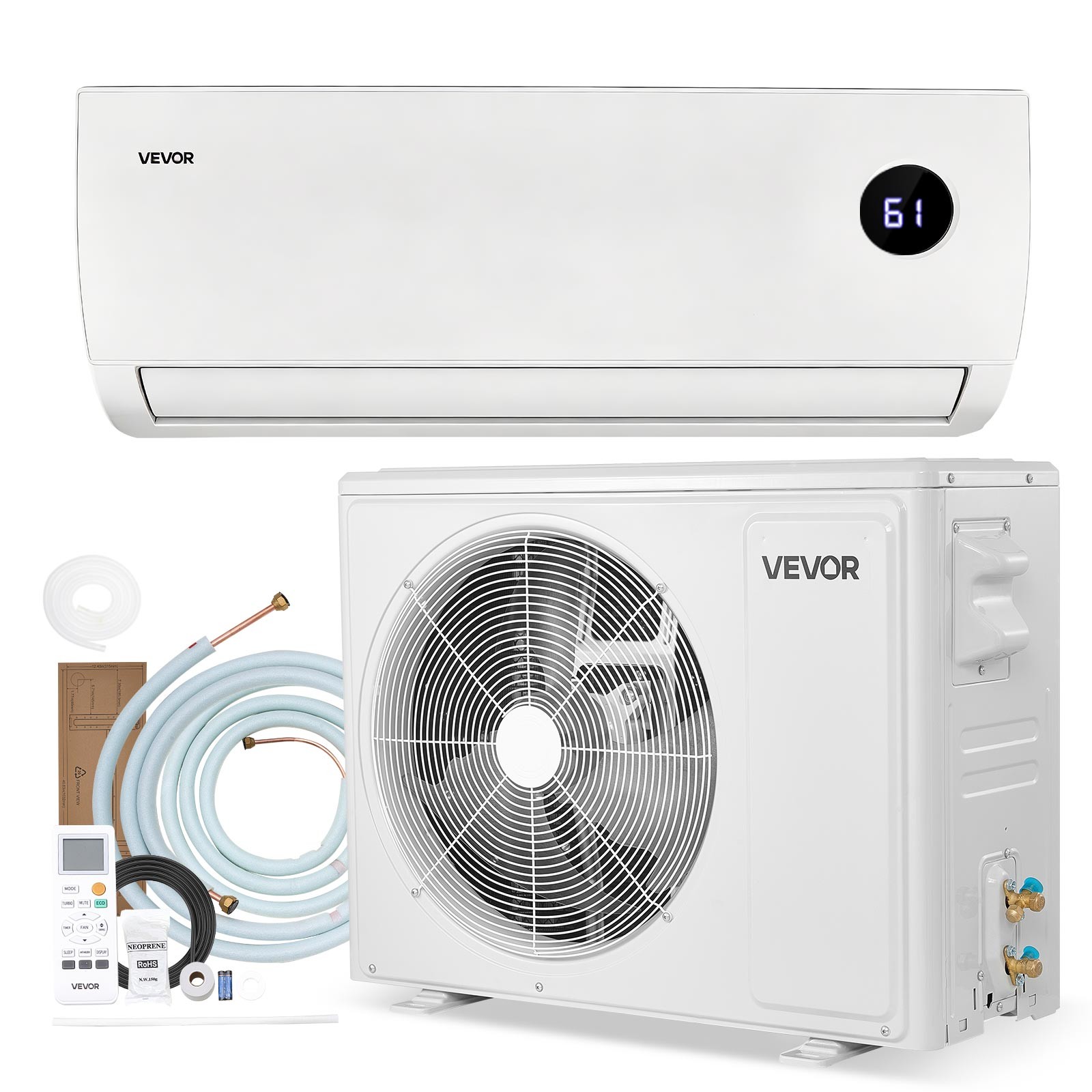 VEVOR Mini Split Air Conditioner 12000 BTU AC / 12500 BTU Heat 230V 19 SEER2