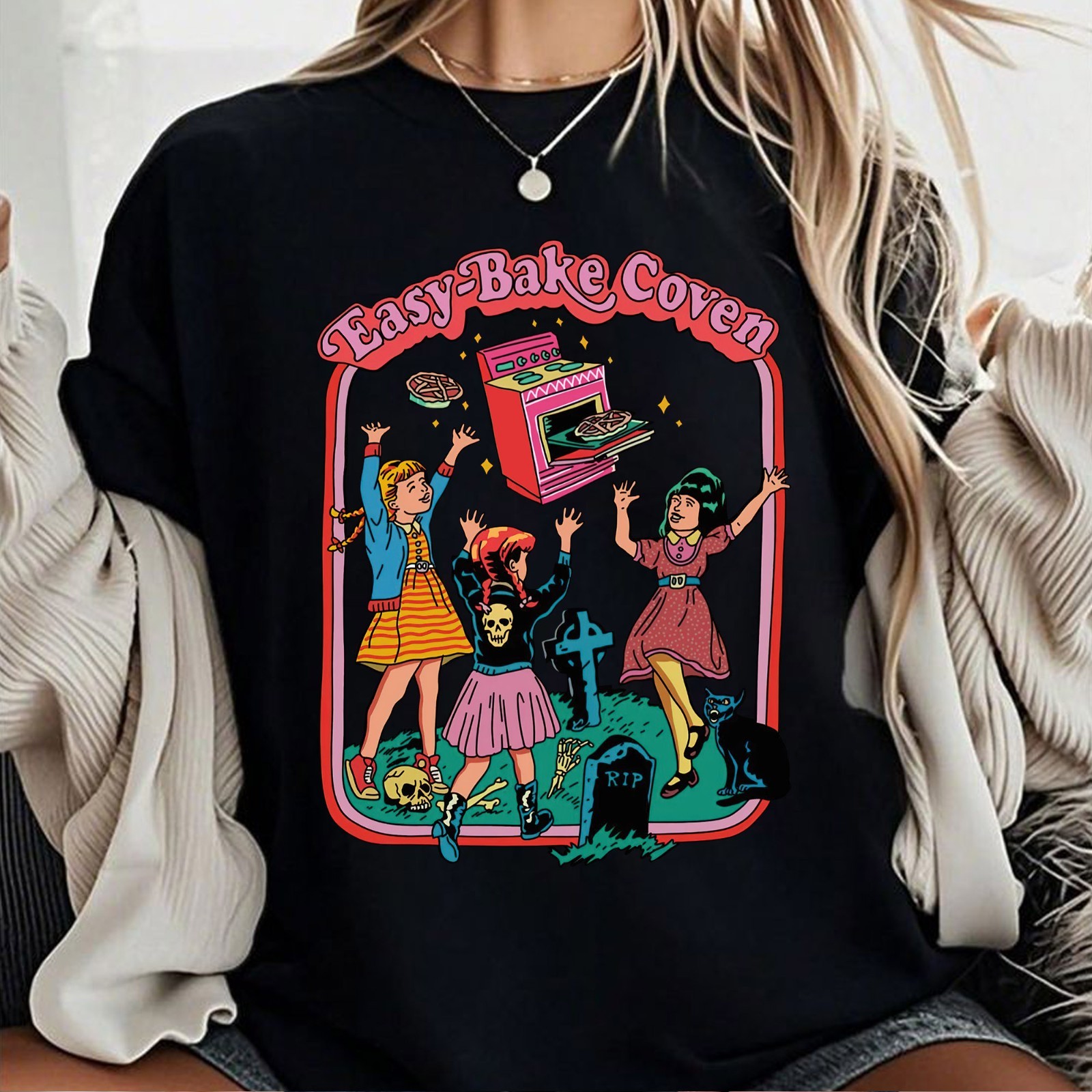 Vintage Easy Bake Coven Shirt, Retro Halloween T-shirts, Horror Halloween Tee