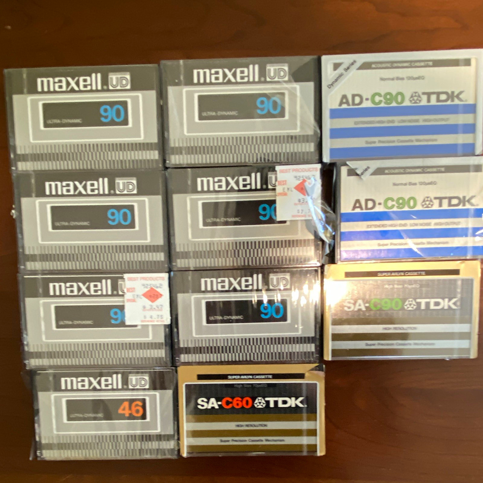 In wrapping vintage casettes Maxell UD 90/46 + TDK SA-C90 SA-C60 AD-C90 In wrapping vintage casettes Maxell UD 90/46 + TDK SA-C90 SA-C60 AD-C90