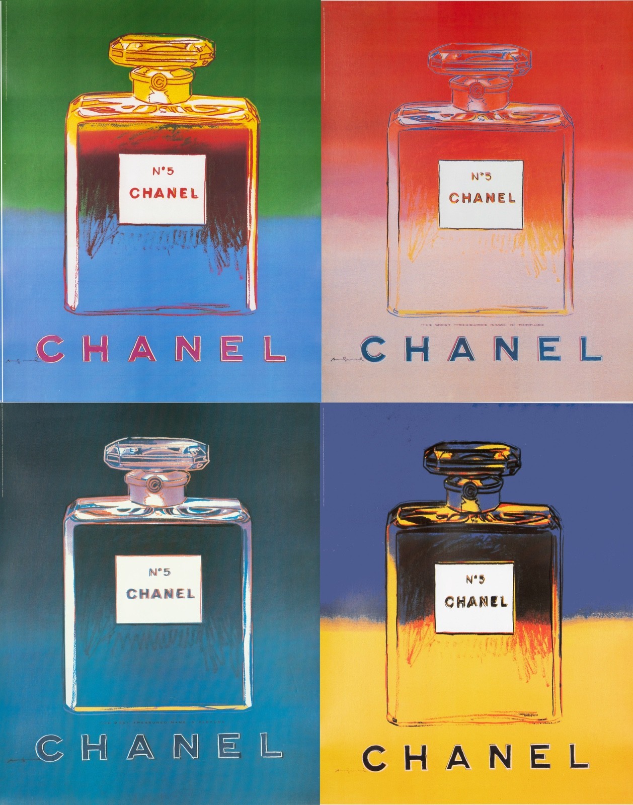 ANDY WARHOL CHANEL  N5 ORIGINAL SET OF 4 POSTERS 22 x 29 inches each