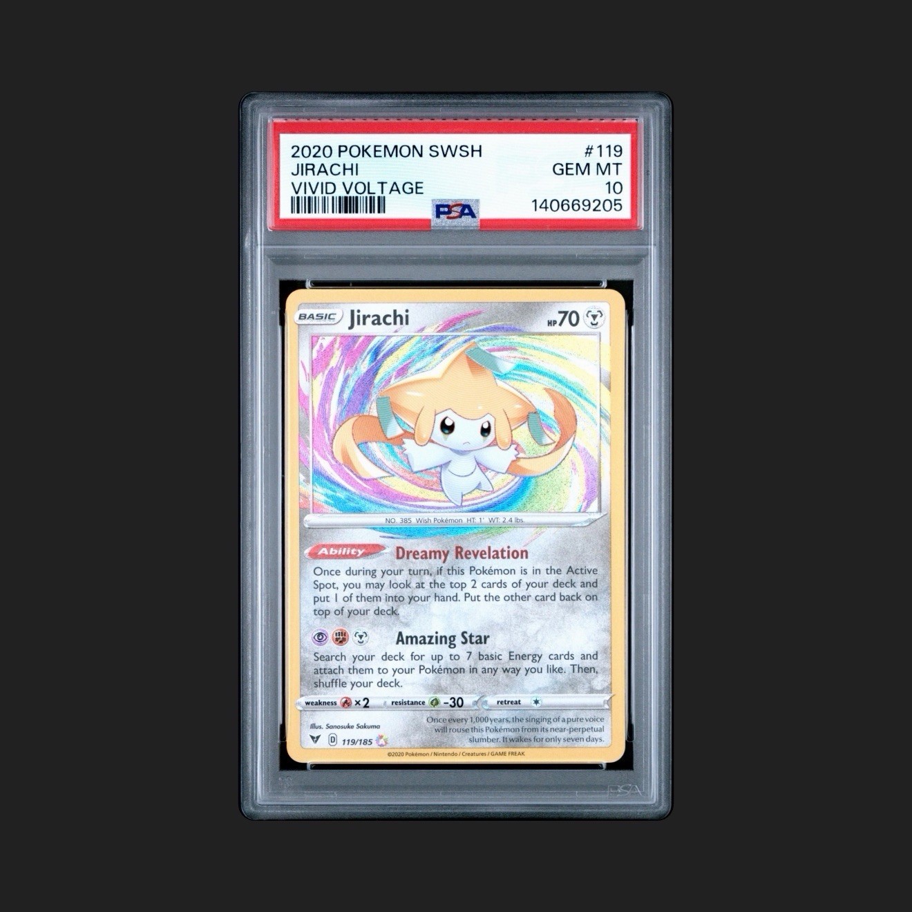 2020 Pokemon SWSH04: Vivid Voltage Jirachi PSA 10 #119/185 2020 Pokemon SWSH04: Vivid Voltage Jirachi PSA 10 #119/185